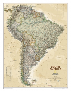 nástenná mapa Južná Amerika politická Executive 78x60cm lamino, lišty NGS