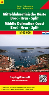 3 Stredná Dalmácia-Brač,Hvar,Split (Croatia) 1:100t automapa Freytag Berndt