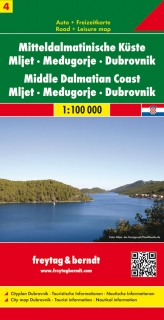 4 Stredná Dalmácia-Mljet,Medžugorje,Dubrovník 1:100t automapa Freytag Berndt