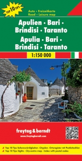 Apulie, Bari, Brindisi, Taranto (Italy) 1:150tis automapa Freytag Berndt