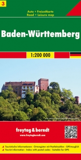 3 Bádensko, Wurttembersko 1:200t (Nemecko) automapa Freytag Berndt