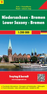 9 Dolné Sasko, Brémy 1:200t (Nemecko) automapa Freytag Berndt