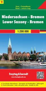 9 Dolné Sasko, Brémy 1:200t (Nemecko) automapa Freytag Berndt