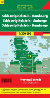 12 Šlesvicko-Holštajnsko, Hamburg 1:200t (Nemecko) automapa Freytag Berndt