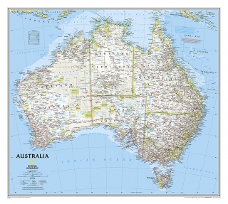 nástenná mapa Austrália politická Classic 77x60cm lamino, lišty NGS