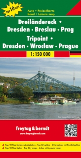 Dreiländereck,Drážďany,Wroclav,Praha 1:150t TOP(Nemecko) automapa Freytag Berndt