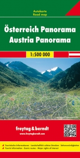 Rakúsko panorama 1:500t (Austria) panoramatická skladaná mapa Freytag Berndt