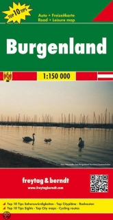 Burgenland 1:150t (Rakúsko, Austria) Top 10Tips cyklomapa Freytag Berndt