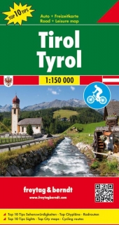 Tyrolsko 1:150t (Rakúsko, Austria) Top 10Tips cyklomapa Freytag Berndt