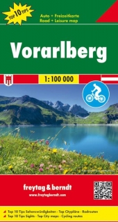 Vorarlbersko 1:100t (Rakúsko, Austria) Top 10Tips cyklomapa Freytag Berndt