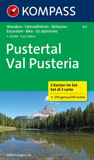 KOMPASS 671 Pusteral, Val Pusteria 1:25t turistická mapa