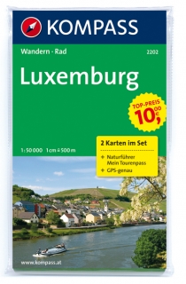 KOMPASS 2202 Luxemburg (sada 2 mapy) mit Naturführer 1:50t turistická mapa