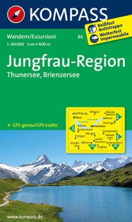 KOMPASS 84 Jungfrau Region, Thunersee, Brienzersee 1:40t turistická mapa