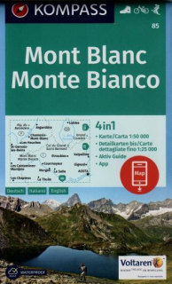KOMPASS 85 Mont Blanc, Monte Bianco 1:50t turistická mapa