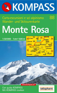KOMPASS 88 Monte Rosa 1:50t turistická mapa
