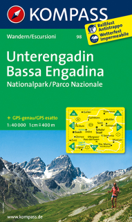 KOMPASS 98 Unterengadin, Bassa Engadina 1:40t turistická mapa