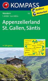 KOMPASS 112 Appenzellerland, St.Gallen, Säntis 1:40t turistická mapa