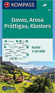 KOMPASS 113 Davos, Arosa, Prättigau, Klosters 1:50t turistická mapa