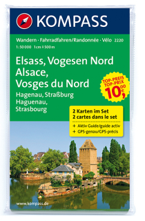 KOMPASS 2220 Elsass/Vogesen Nord (France) sada 2 mapy 1:50t + Aktiv Guide