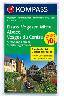 KOMPASS 2221 Elsass/Vogesen Mitte (France) sada 2 mapy 1:50t + Aktiv Guide