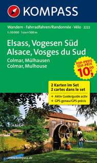 KOMPASS 2222 Elsass/Vogesen Süd (France) sada 2 mapy 1:50t + Aktiv Guide