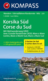KOMPASS 2251 Korzika juh (France) sada 3 mapy 1:50t + Aktiv Guide