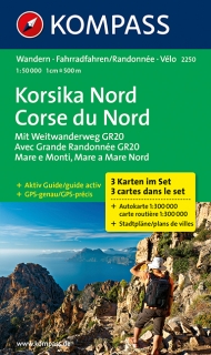 KOMPASS 2250 Korzika sever (France) sada 3 mapy 1:50t + Aktiv Guide