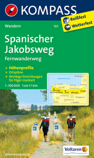 KOMPASS 133 Spanischer Jakobsweg 1:100t turistická mapa