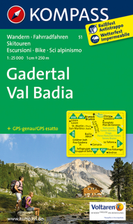 KOMPASS 51 Gadertal, Val Badia 1:25t turistická mapa