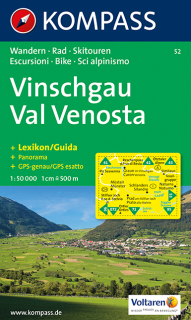 KOMPASS 52 Vinschgau, Val Venosta 1:50t turistická mapa