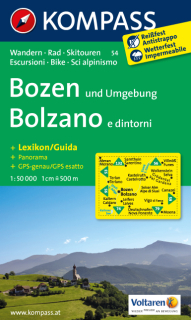 KOMPASS 54 Bozen und Umgebung, Bolzano 1:50t turistická mapa