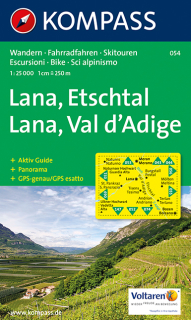 KOMPASS 054 Lana, Etschtal / Lana, Val d´Adige 1:30t turistická mapa