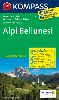 KOMPASS 77 Alpi Bellunesi 1:50t turistická mapa