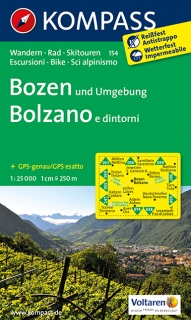 KOMPASS 154 Bozen und Umgebung, Bolzano 1:25t turistická mapa