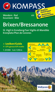 KOMPASS 615 Brixen,Bressanone,St.Vigilio di Marebbe,Kronplatz 1:25t turist mapa