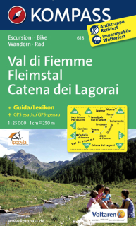 KOMPASS 618 Fleimstal/Val di Fiemme, Catena dei Lagorai 1:25t turistická mapa