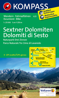 KOMPASS 625 Sextner Dolomiten, Dolomiti di Sesto 1:25t turistická mapa
