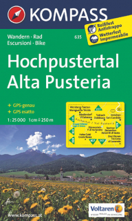 KOMPASS 635 Hochpustertal, Alta Pusteria 1:25t turistická mapa