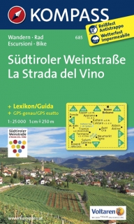 KOMPASS 685 Südtiroler Weinstrasse 1:25t turistická mapa
