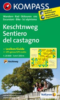 KOMPASS 696 Keschtnweg, Sentiro del castagno 1:25t turistická mapa