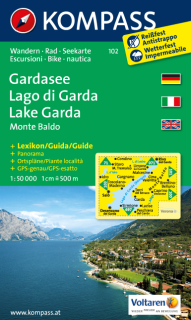 KOMPASS 102 Gardasee, Lago di Garda, Monte Baldo 1:50t turistická mapa
