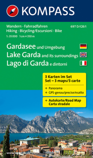KOMPASS 697 Gardasee und Umgebung (sada 3 mapy) 1:35t turistická mapa