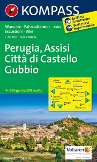 KOMPASS 2464 Perugia, Assisi, Citta di Castello, Gubbio 1:50t turistická mapa