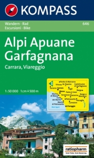 KOMPASS 646 Alpi Apuane, Garfagnana, Carrara, Viareggio 1:50t turistická mapa
