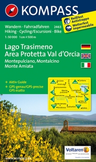 KOMPASS 2463 Lago Trasimeno, Area Protetta Val  d´Orcia 1:50t turistická mapa