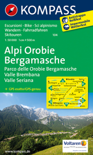 KOMPASS 104 Alpi Orobie Bergamasche,Valle Brembana,Valle Seriana 1:50t