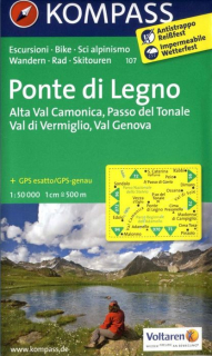 KOMPASS 107 Ponte di Legno,Alta Val Camonica,Passo del Tonale 1:50t turist mapa