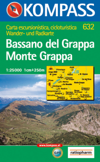 KOMPASS 632 Bassano del Grappa, Monte Grappa 1:25t turistická mapa