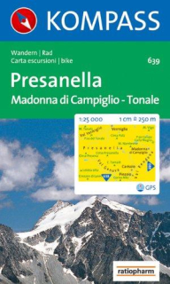 KOMPASS 639 Presanella, Madonna di Campiglio, Passo del Tonale 1:25t mapa