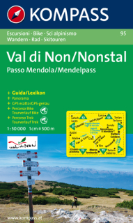KOMPASS 95 Val di Non, Nonstal, Passo Mendola, Mendelpass 1:50t turistická mapa